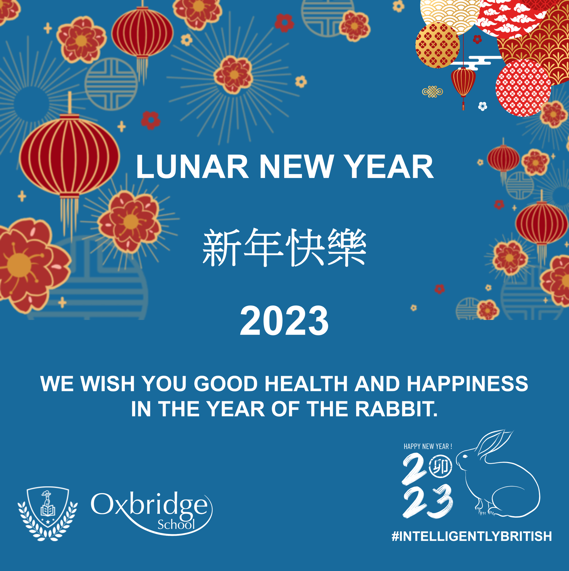 Oxbridge School Chinese New Year Greetings with Rabbit